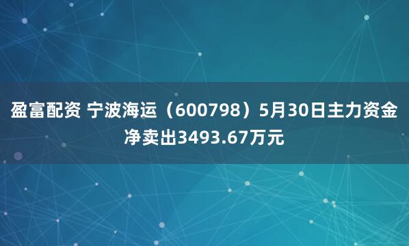 盈富配资 宁波海运（600798）5月30日主力资金净卖出3493.67万元