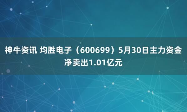 神牛资讯 均胜电子（600699）5月30日主力资金净卖出1.01亿元